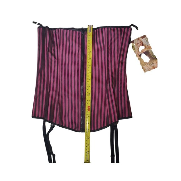 Shirley of Hollywood Pink & Black Striped Corset – Size 34, NWT - Picture 5 of 9